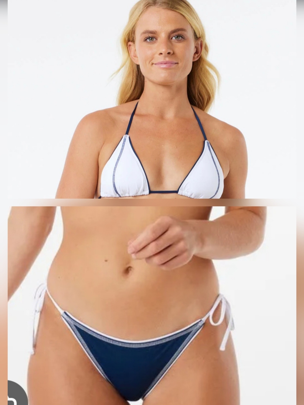 NWT Rip Curl Navy and White Triangle String Bikini